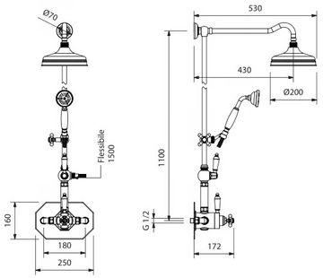 CARUSO - Wall-mounted thermostatic shower panel with overhead shower by Park Avenue - view 3